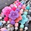 Baby Teether Pacifier Chain Silicone Wood Beads Pacifier Clips Infant Nipple Appease Soother Chain Clip Dummy Holder Nipple Clip