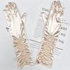 Ruched Design Evening Dress Gloves Full Finger Opera Gloves Bridal Wedding Gloves  Birthday Party