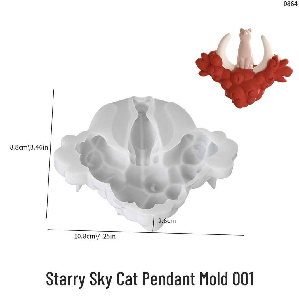 Moon Cat Silicone Mold: DIY Aroma Stone & Plaster Epoxy for Cross-Border Bubble Cloud Starry Sky Ornament