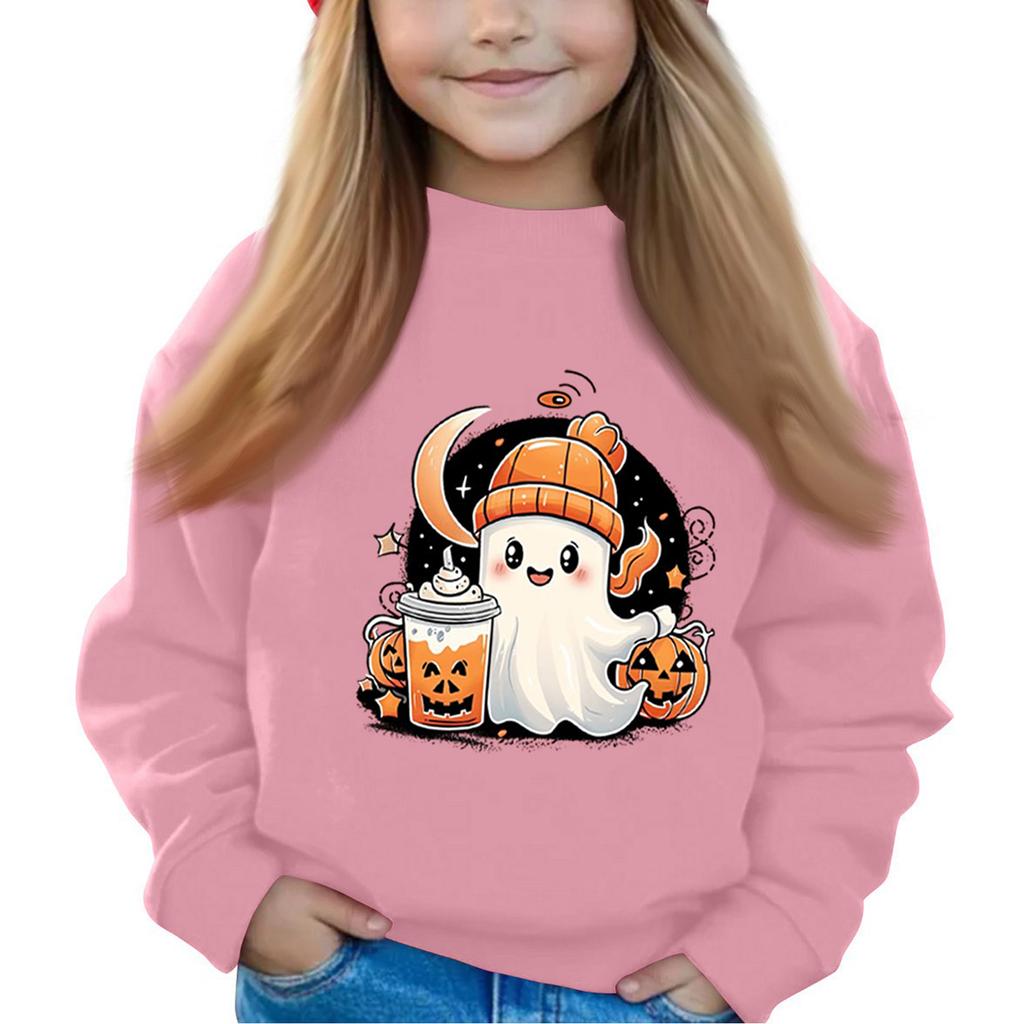 Halloween Day Girls Round Neck Pullovers For Kids Printed Baby Tops