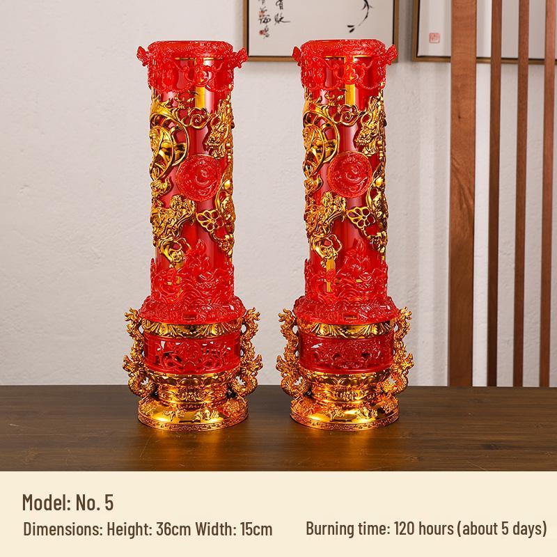 Smokeless Crystal Candle for Buddha Offerings, Housewarming, or New Year Celebrations - Windproof Red Butter Lamp
