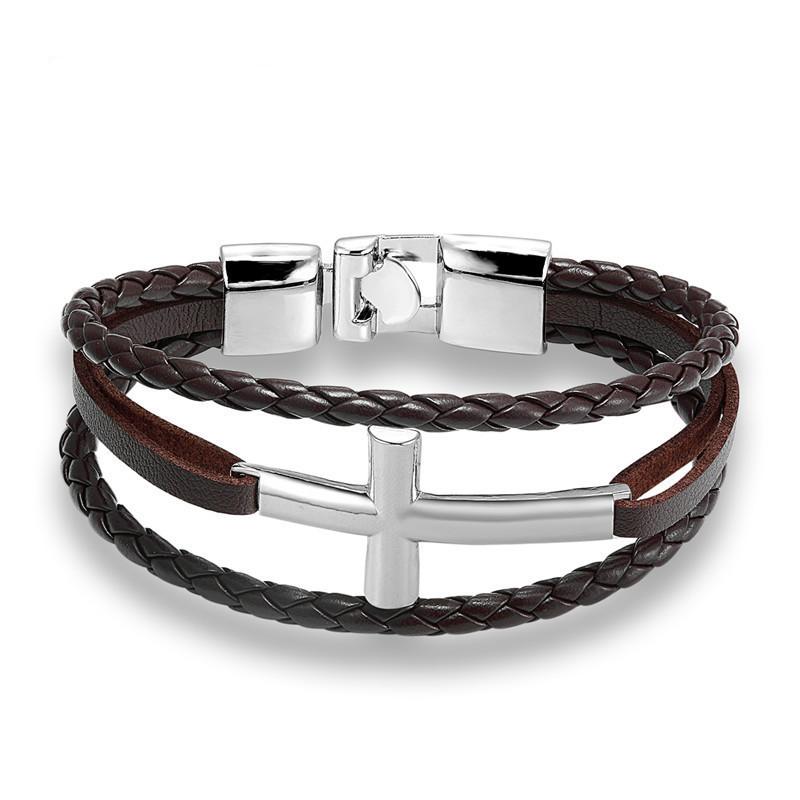 European and American Cowhide Woven Cross Bracelet, Fashion Trend T Buckle Strap 2026