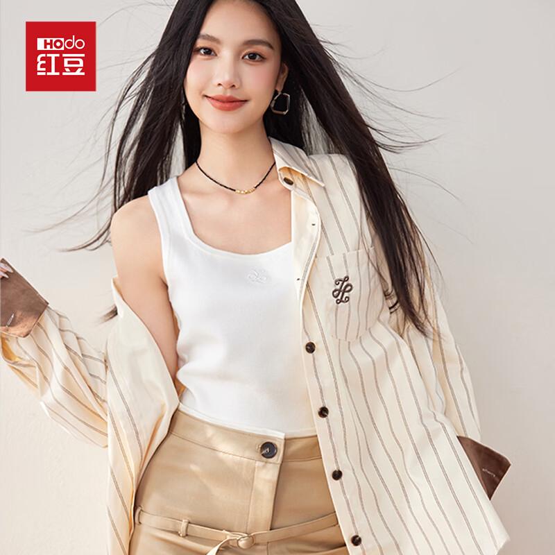 Hongdou Women's Long Sleeve Vintage Striped Casual Shirt