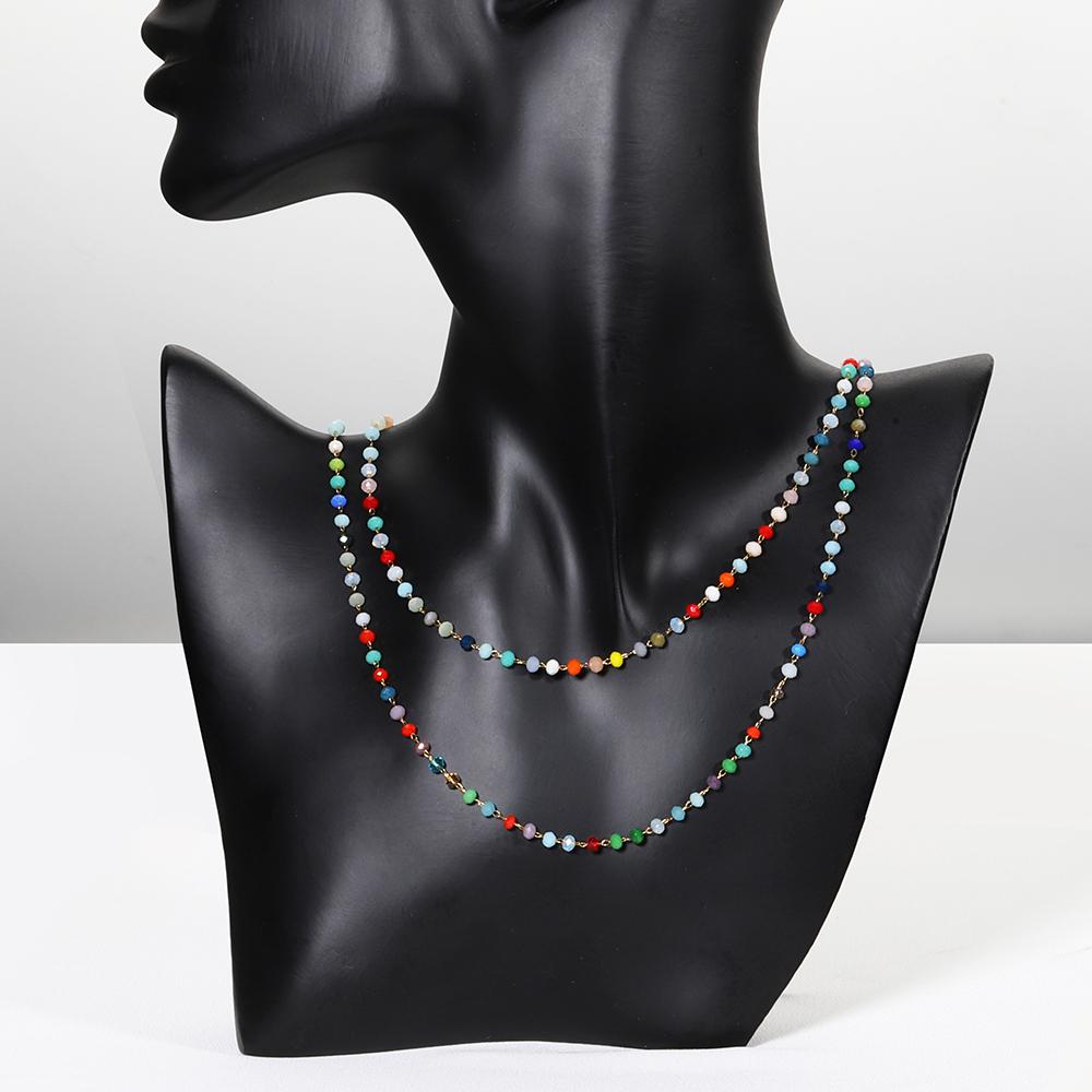 1Meter Colorful Glass Ball Beaded Chain Crystal Beads Necklace Body Chain Accessories for Jewelry Making Components DIY Supplies