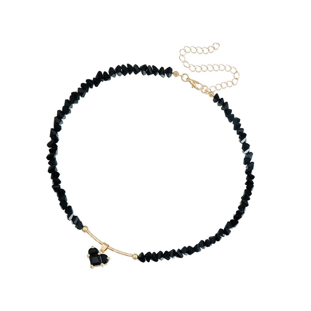 Handcrafted Glass Bead Love Crystal Pendant Necklace Elegant Design Clavicle Chain For Daily Wear And Special Occasions