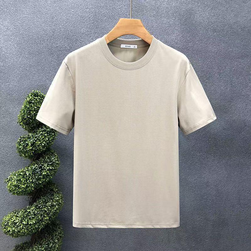 Men's 180g Pure White Milk Silk Casual Loose Short-Sleeve T-Shirt