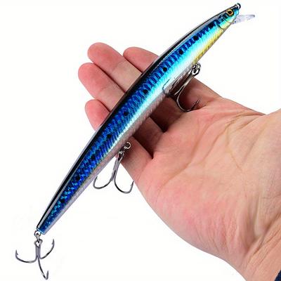 1 Stück 18 cm 26 g Großer Langer Fisch Minnow Meeresangelköder Köder 3D-Augen Starke Haken Köder für die Meeresangelei