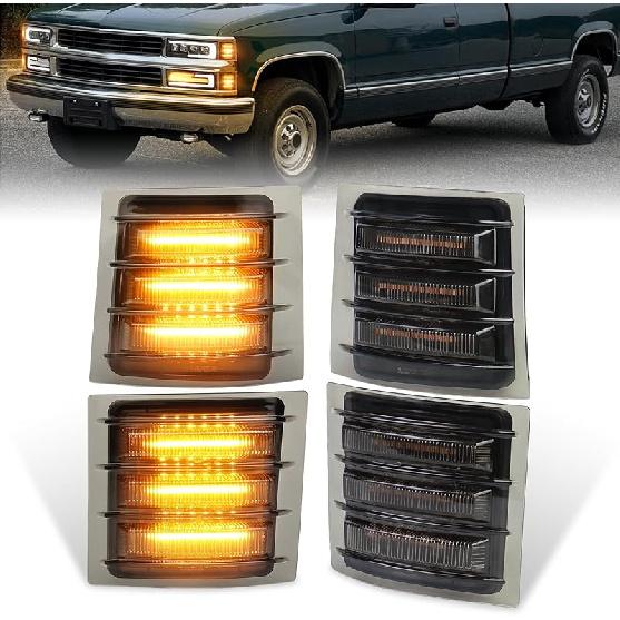 LED Side Marker Lights With Amber Sequential Turn Signal Side Corner Lights Smoked Lens Compatible With 1994-1998 Chevy C/K 1500 2500 3500 Suburban янтарь