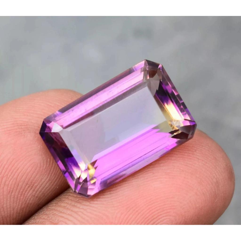 Bi-Color Ametrine Natural 14+ Ct Emerald Cut Beautiful Certified Loose Gemstone