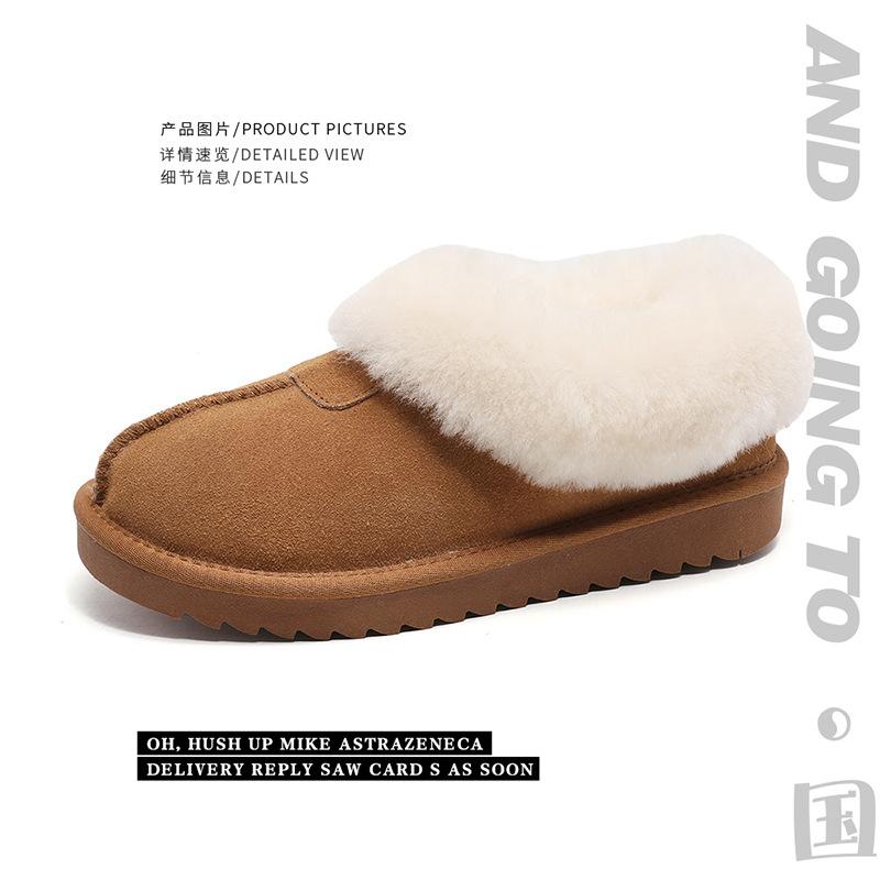 

New Tazt short snow boots women s wool mouth fur integrated fleece thickened warm non-slip shoes 35