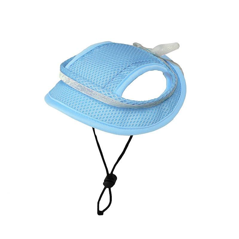 

Breathable Pet Sun Hat With Bow Ear Exposed Sun Protection Cap S/M/L For Cat Dog Outdoor Head Cover Travel Comfort Pet Accessory S синій