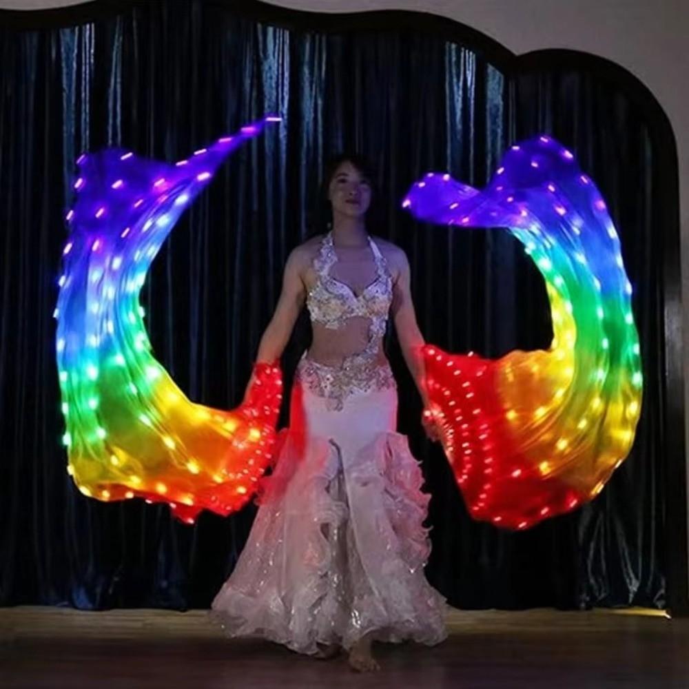 Ventaglio da Palco Classico Multicolore Lungo Ventaglio di Seta Ventaglio Luminoso da Danza Halloween