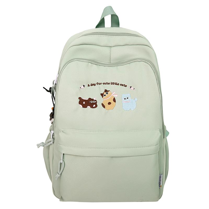 

Вышивка Животных Кампус Студенческий Школьный Рюкзак Женский Легкий Рюкзак Большой Вместимости зелёный