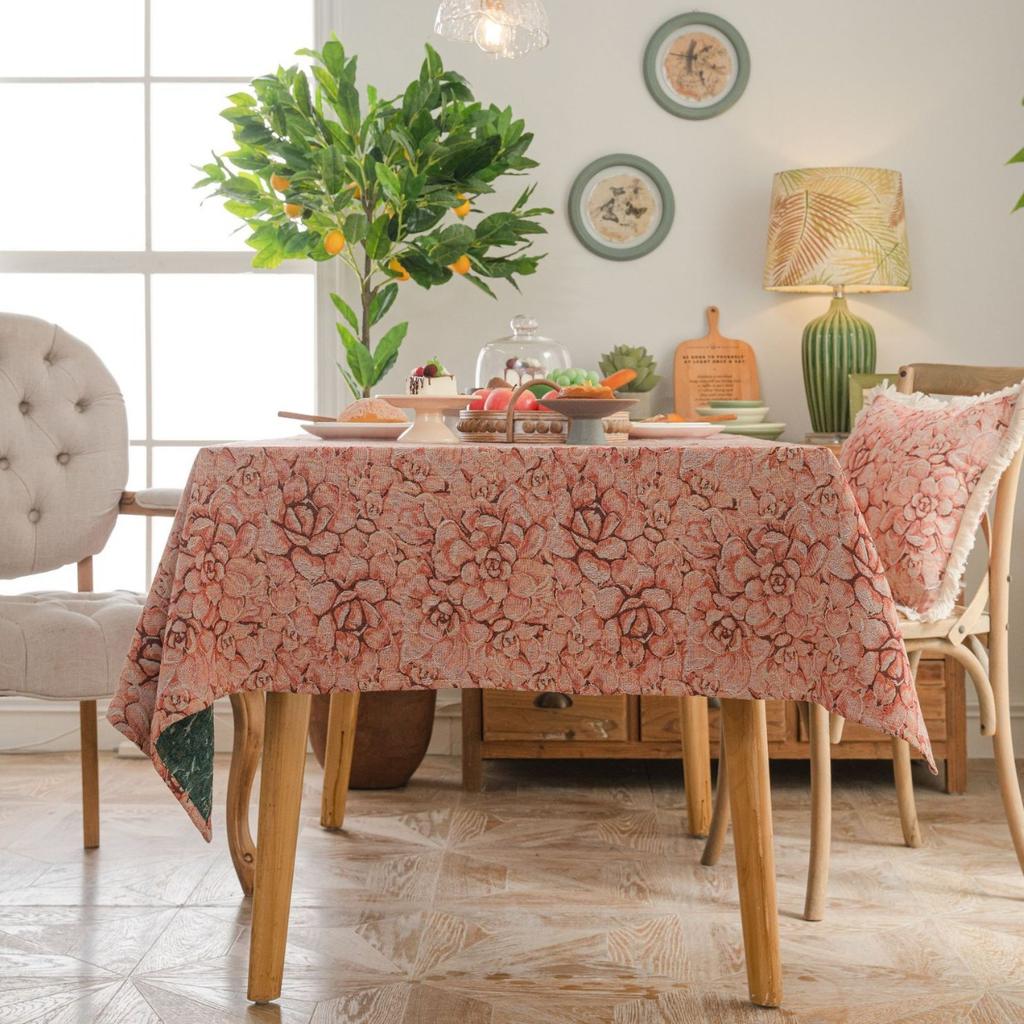 Tablecloth Jacquard Flower Bird Plant Rectangular Dining Table Cloth Thick Tablecloth Dustproof