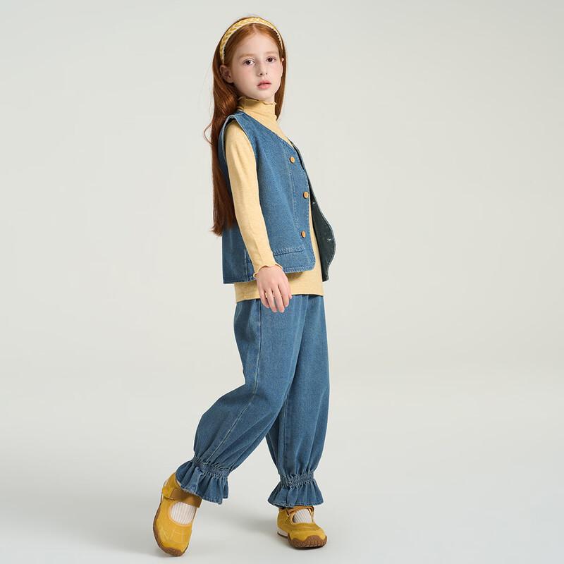 Montagut Girls' Japanese Forest Style Denim Vest Two-Piece Set