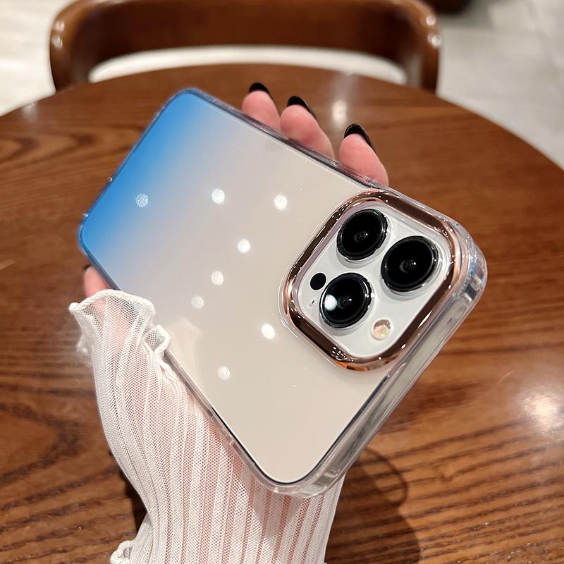 Luxury Gradient Plating Glitter Case For iPhone 11 12 13 14 15 16 Pro Max Pro Max Plus Fashion Shockproof Transparent Soft Cover