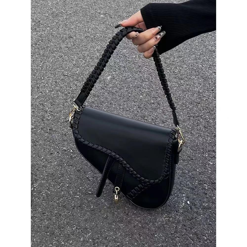 

Сумка-седло Niche Design, плетеная, подмышечная, женская, лето 2024 года, универсальная, портативная, косая, с широкими плечами чёрный