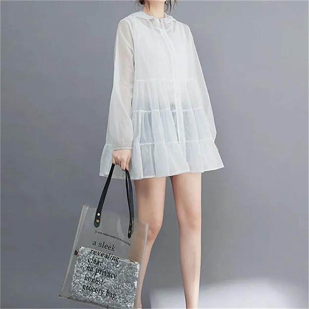 Giacca a vento estiva sottile, abbigliamento protettivo solare, media lunghezza, da donna, traspirante, giacca oversize con cappuccio, capospalla da donna