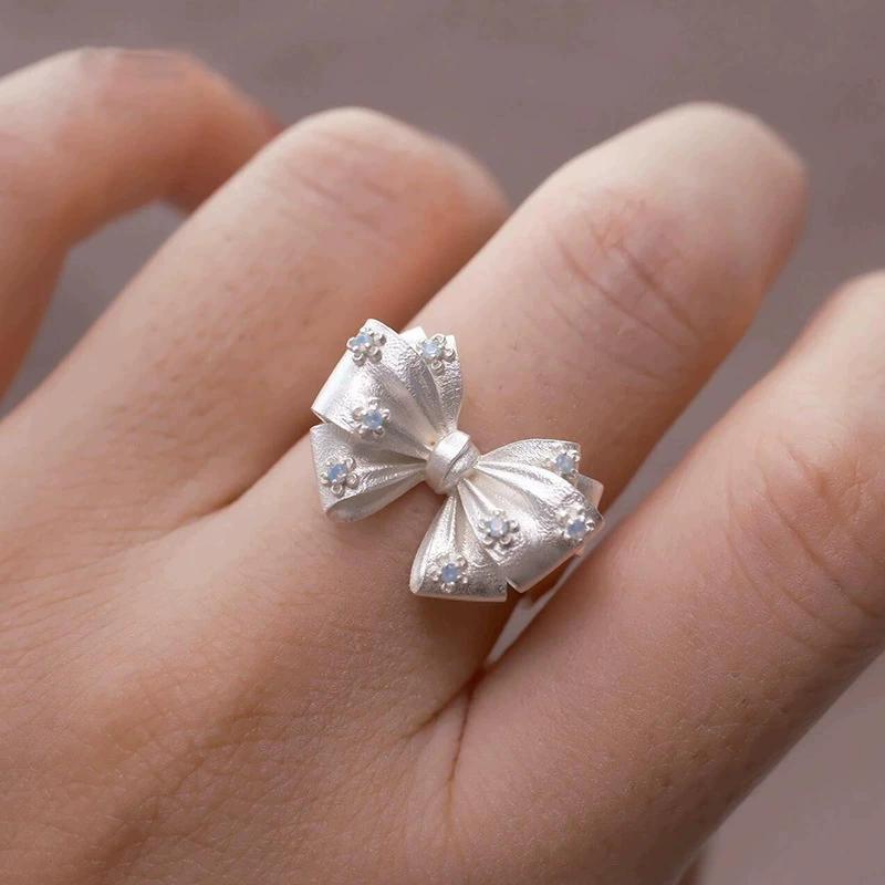 925 Silver Rings for Women Couple Minimalist Handmade Simple Blue Stone Star Ring Party Jewelry Gift Prevent Allergy