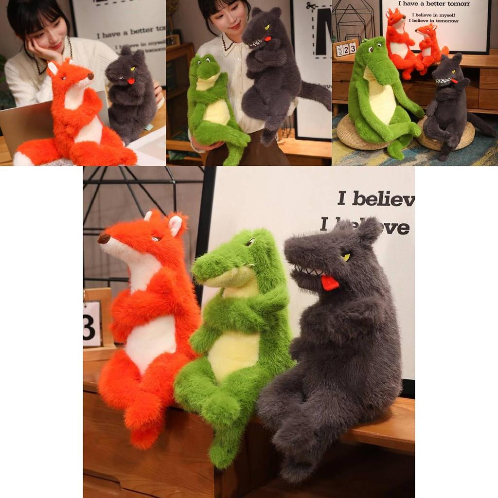 Adorable Plush Green Crocodile Cute Faux Wolf And Fox Stuffed Animal Toy For Kids