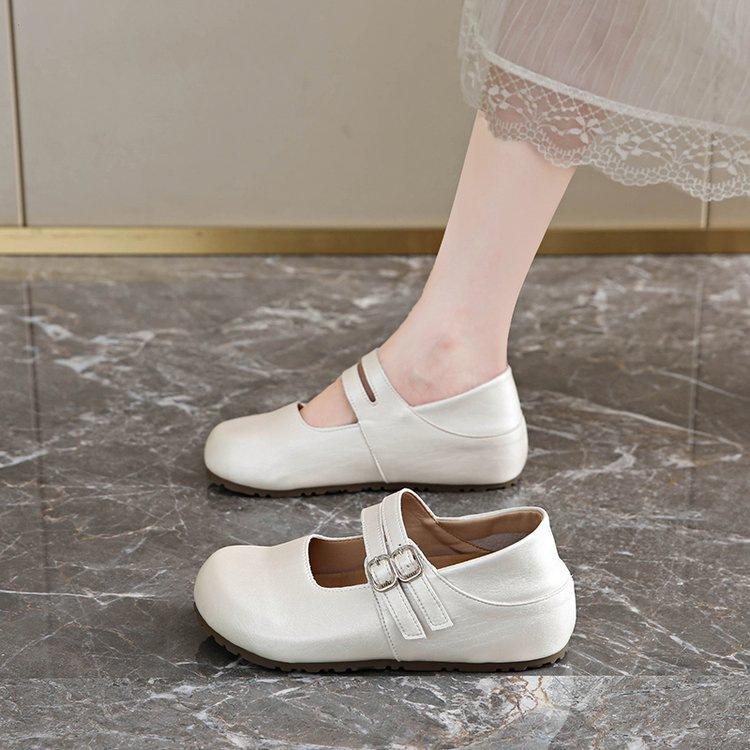 Fashion Evening Temperament Mary Jane Shoes Women's 2025 Autumn New Flat-soled Small Leather Shoes Can Be Stepped On Two Single Shoes