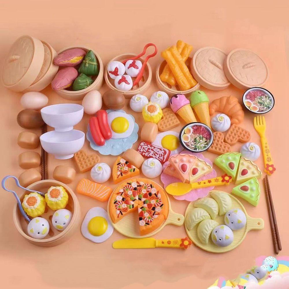 22/31/44/84PCS Miniature Steamer Buns Simulation Kitchen Toy Multicolor Chinese Breakfast Toy  Gift