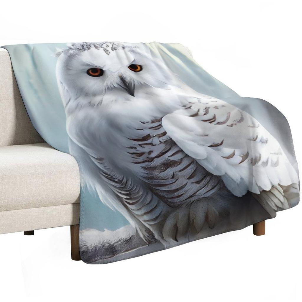 Snowy Owl Throw Blanket Easy Care Comfortable Blanket for Couch