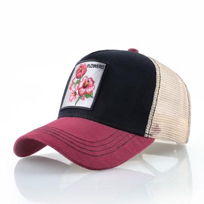 Elpojoša beisbola cepure Sieviešu pavasara vasara Tīkla Snapback Trucker Cepure vīriešiem Ziedu izšūšanas cepures