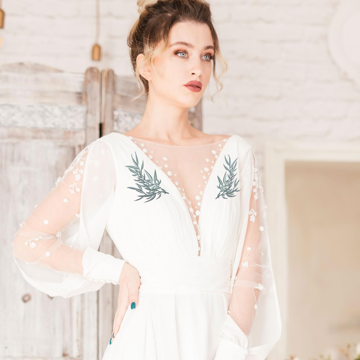 

FREEBLOSS 2Pcs Embroidered Bamboo Leaf Patches Embroidery Patches Iron On Appliques Patch Embellishments Bamboo Sew on Applique for Clothing Hats