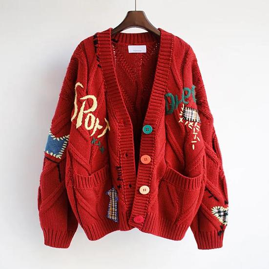 Women's Winter Long Sleeve Warm Sweater Female Large Size Loose Casual Knitted Cardigan Christmas Sweater Coat