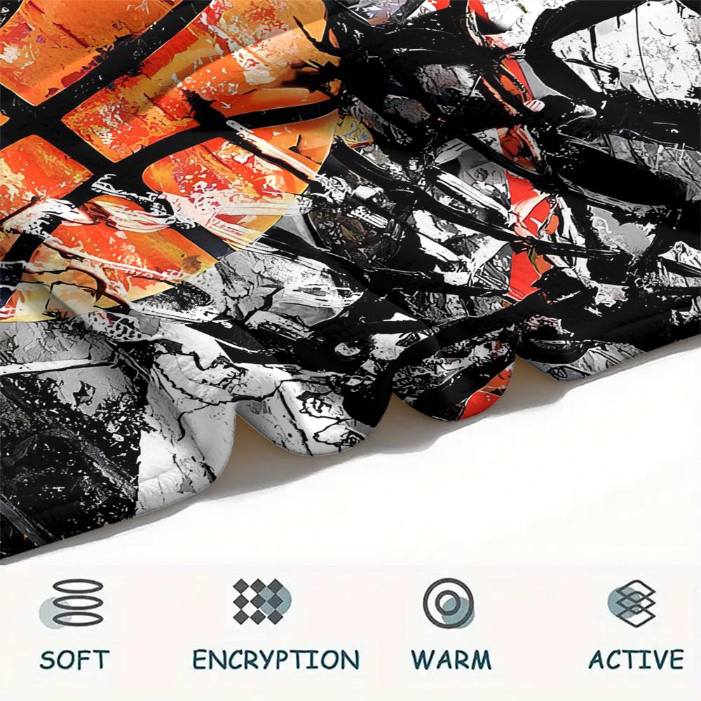 1Pc Basketball Print Flannel Blanket, High Quality Comfortable for All Seasons, Home Decor, Warmth and Comfort, Perfect for Christmas Gifts