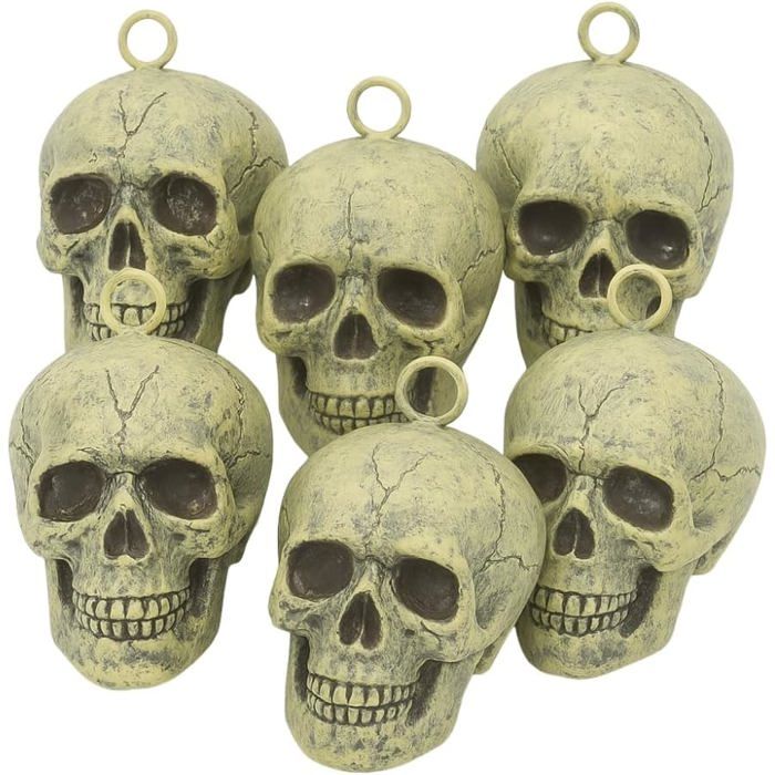 Têtes de Mort - SIROCO - Lot de 6 - 10 cm - Plastique - Décoration Halloween