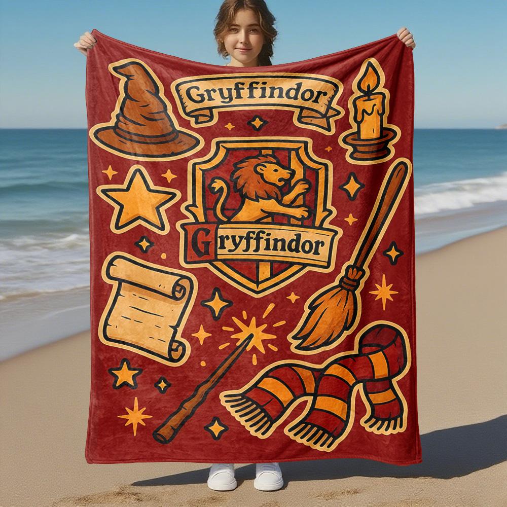 1pc Gryffindor Wizard Magic Outdoor Flannel Throw Blanket All Season Soft Warmth,Home Decor 1031166