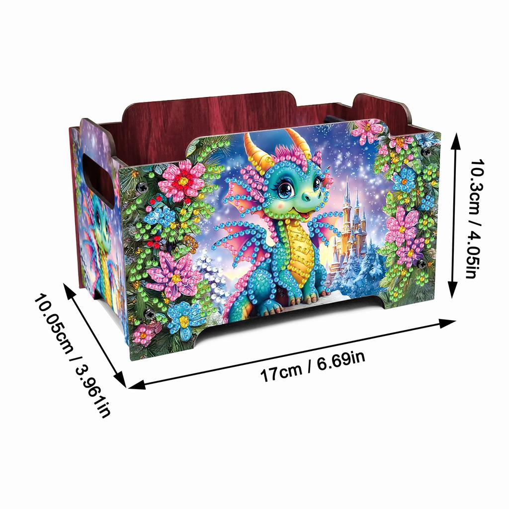 5D DIY Diamantové umění Barevný vzor Dřevěné pouzdro Částečné vrtání Kamínky Dekorativní úložný box Křišťálová mozaika Úložný kontejner