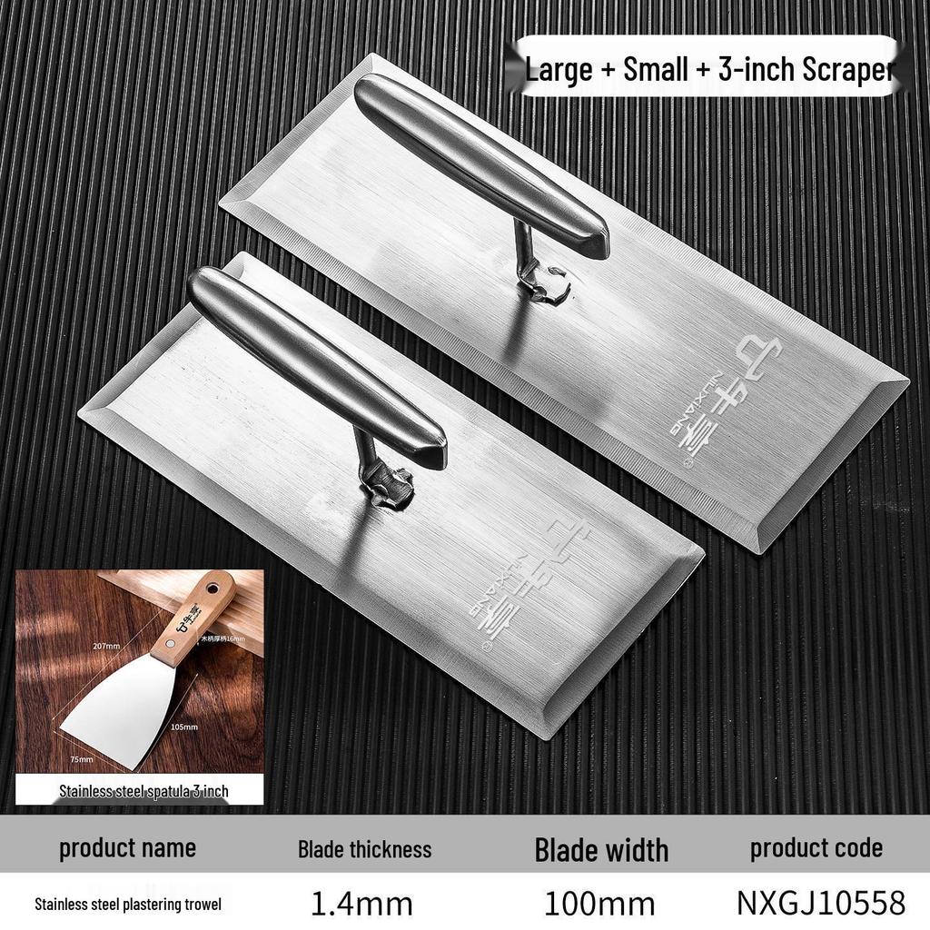 Stainless Steel Plastering Trowel and Putty Scraper Tool for Masonry and Wall Finishing