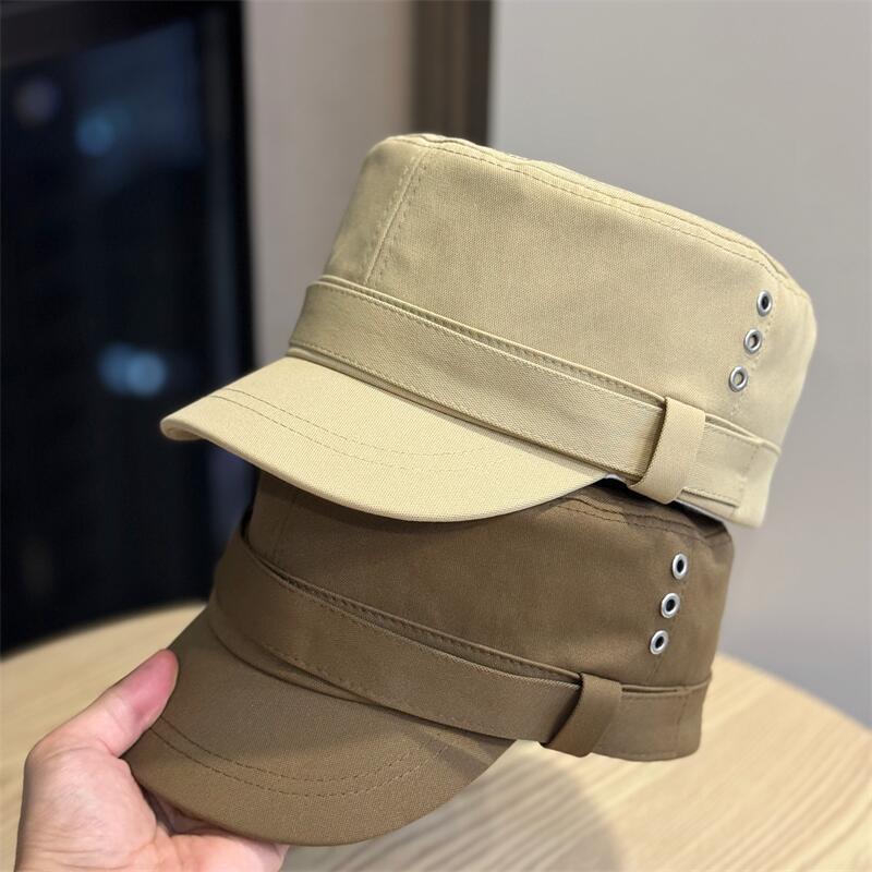 British retro black flat-top equestrian hat women's new fashion literary temperament big head circumference duck tongue beret tide