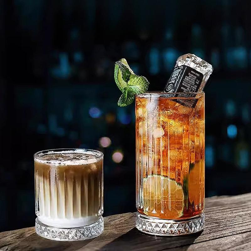 100ml/230ml/370ml/450ml Luxury Wine Glasses High End Whiskey Glass Striped Cocktail Glass Juice Beverage Cups Latte Coffee Mugs