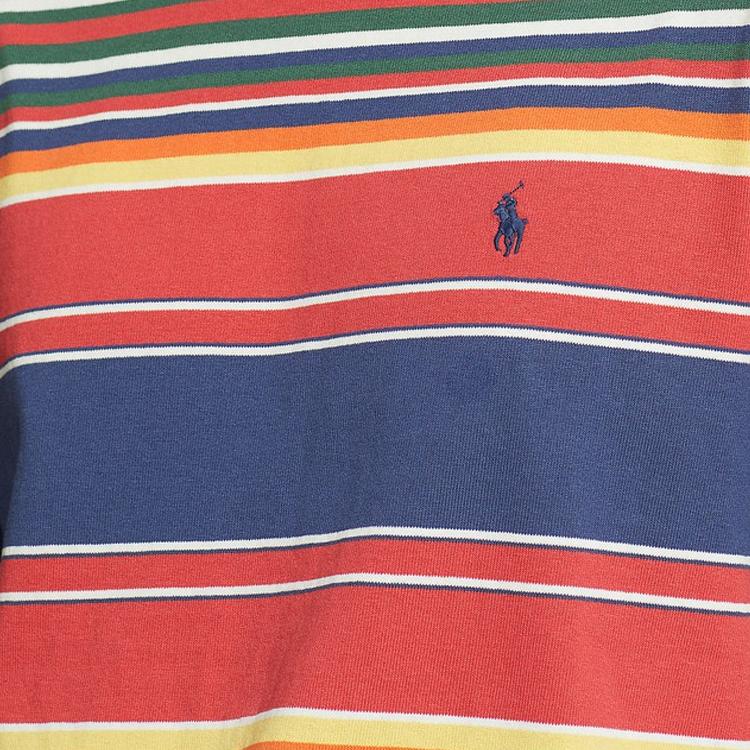 Polo Ralph Lauren FW23 Color Block Logo Embroidered Striped Short Sleeve T-Shirt Men Tops Multicolor MNPOTSH1N821861-410