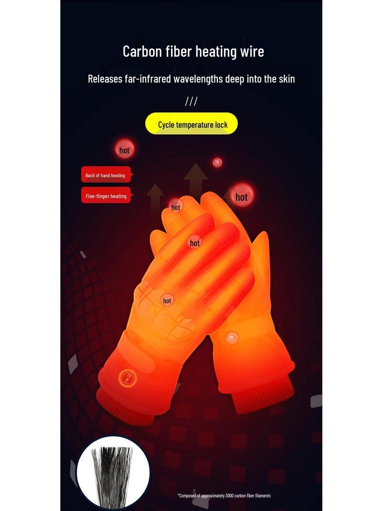 Rechargeable Electric Heated Gloves for Men: Winter Motorcycle Riding, Thickened Velvet for Warmth and Cold Protection