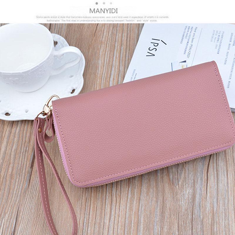 SCIONE Portfel kopertówka z podwójnym zamkiem błyskawicznym, damski, długi, modny, dwuwarstwowy, etui na telefon komórkowy