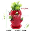 Breathable Red Clay Porous Succulent Pot with Tray - Low-Temperature Ceramic for Green Plants and Micro-Landscapes