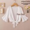 2025 Women's Summer Sun Protection Chiffon Shawl Jacket - Versatile Short Sleeve Cardigan