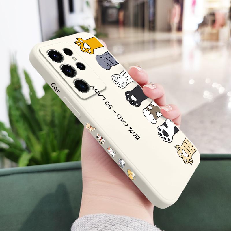 Cat Litter Phone Case For Samsung Galaxy S25 S24 S23 S22 S21 S20 Ultra Plus FE S10 Note 20 ultra 10 9 Plus Cover