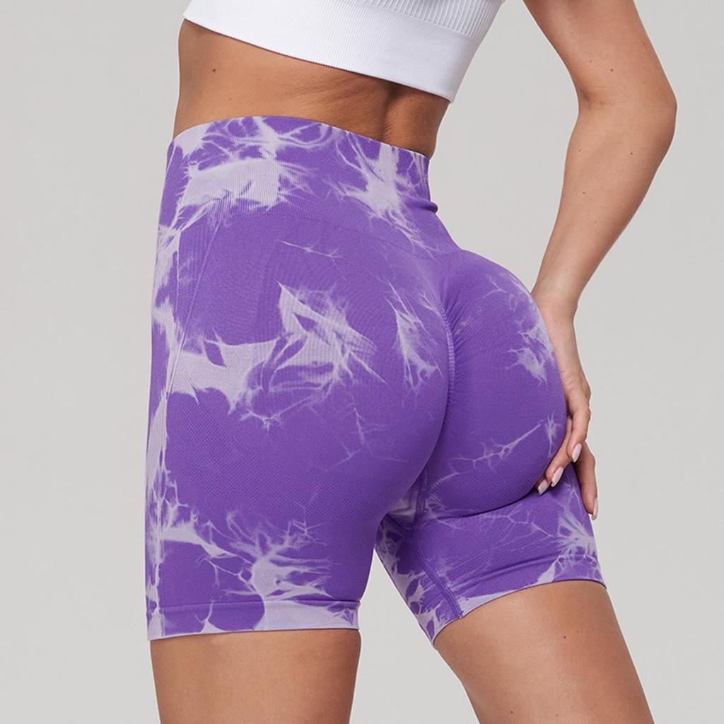 High Waist Tie-Dye Yoga Shorts for Women - Tummy Control & Butt Lift, Sports Fitness Style