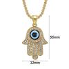 New Turkish Evil Eye Hasma Hand of Fatima Pendant Gold Color Stainless Steel Palm Amulet Necklace For Women Men Jewelry Gift