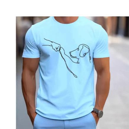 Casual Sports Loose Fitness Fun Dog First Print Round Neck Short Sleeve T-Shirt