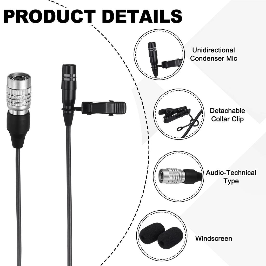 uxcell Lavalier Microphone, Audio Technical Type Plug, Condenser Color Microphone, 1m Wired Cable, Unidirectional, Compact Label Microphone, Ideal
