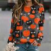 Women's Casual Halloween Print Raglan Long Sleeve Neck Sweatshirt Top