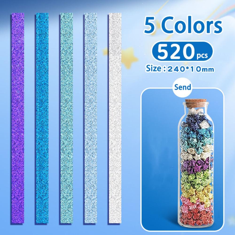 Glass Bottle Glitter Origami Stars Paper Strips String Lights Paper Star Lucky Star Paper Folding Strips Decorative Paper Shiny