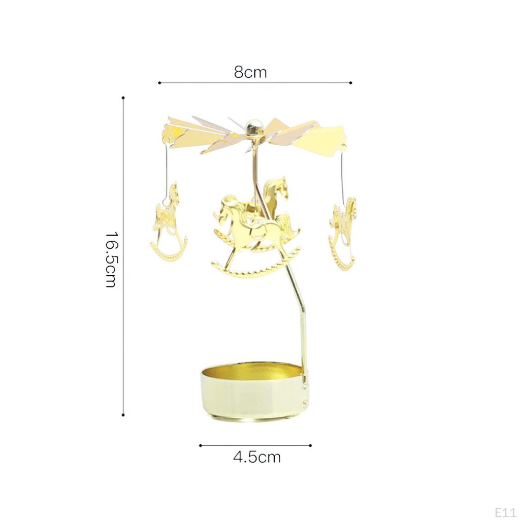 Rotary Candle Holder Aureate Metal Tealight Candlestick Ornament Romantic for Table Dinner Festival